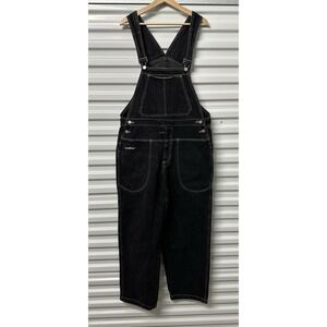 Vintage 90s JNCO Jeans Denim Overalls Baggy Black USA Size Large Made In USA